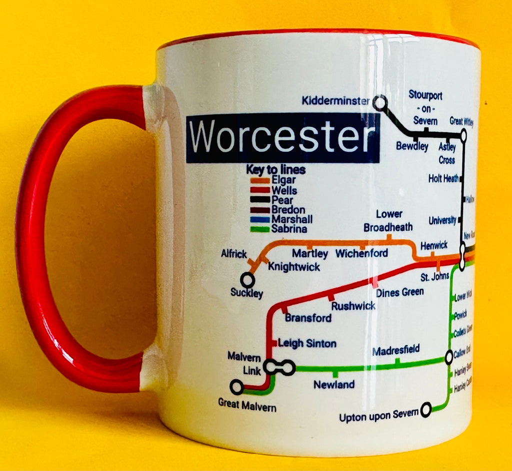 Worcester Metro Map Mug: Colorful Ceramic Coffee Mug (11oz)
