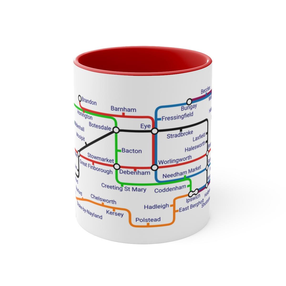 Suffolk Metro Mug: Ipswich, Felixstowe, Lowestoft Souvenir
