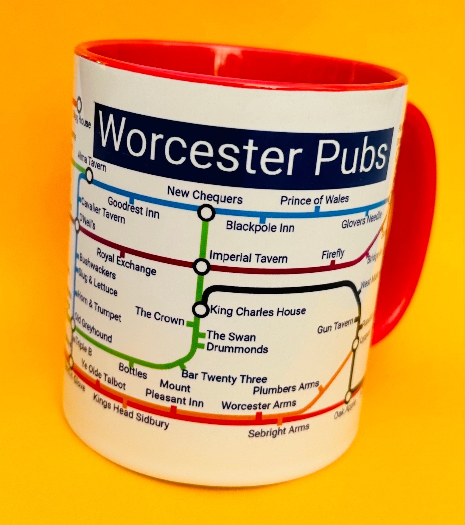 Worcester Pubs Metro Mug: Quirky Ceramic Coffee Mug, 11oz