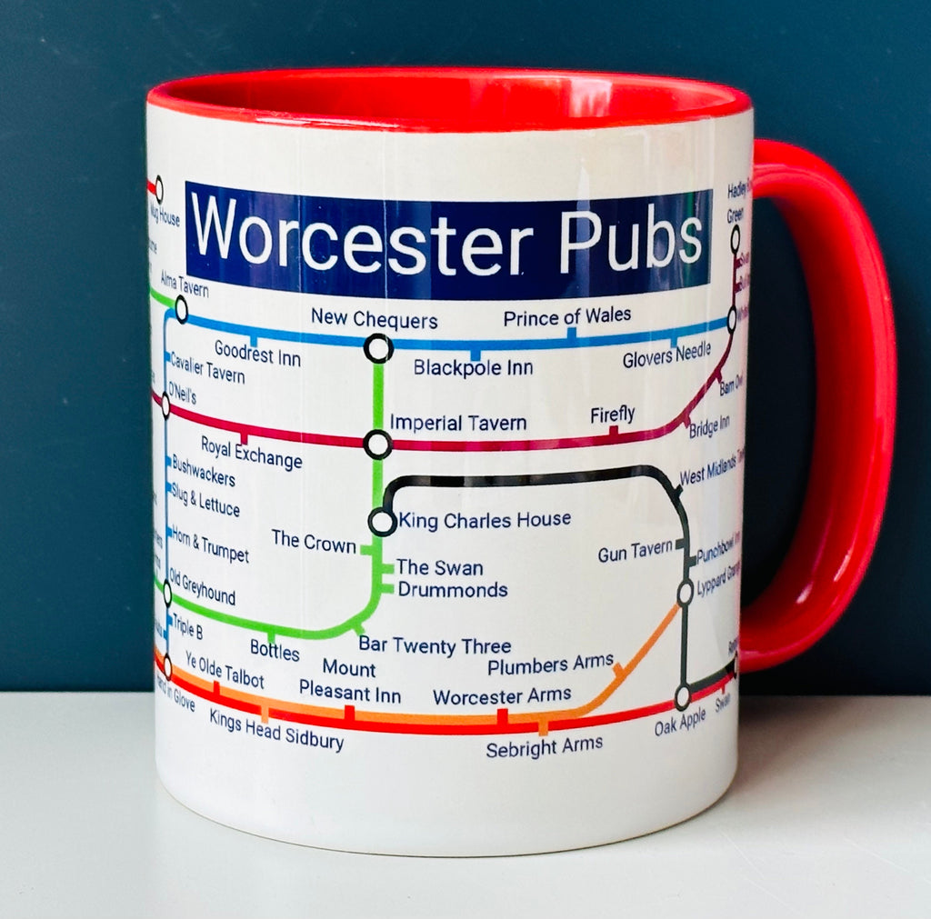 Worcester Pubs Metro Mug: Quirky Ceramic Coffee Mug, 11oz