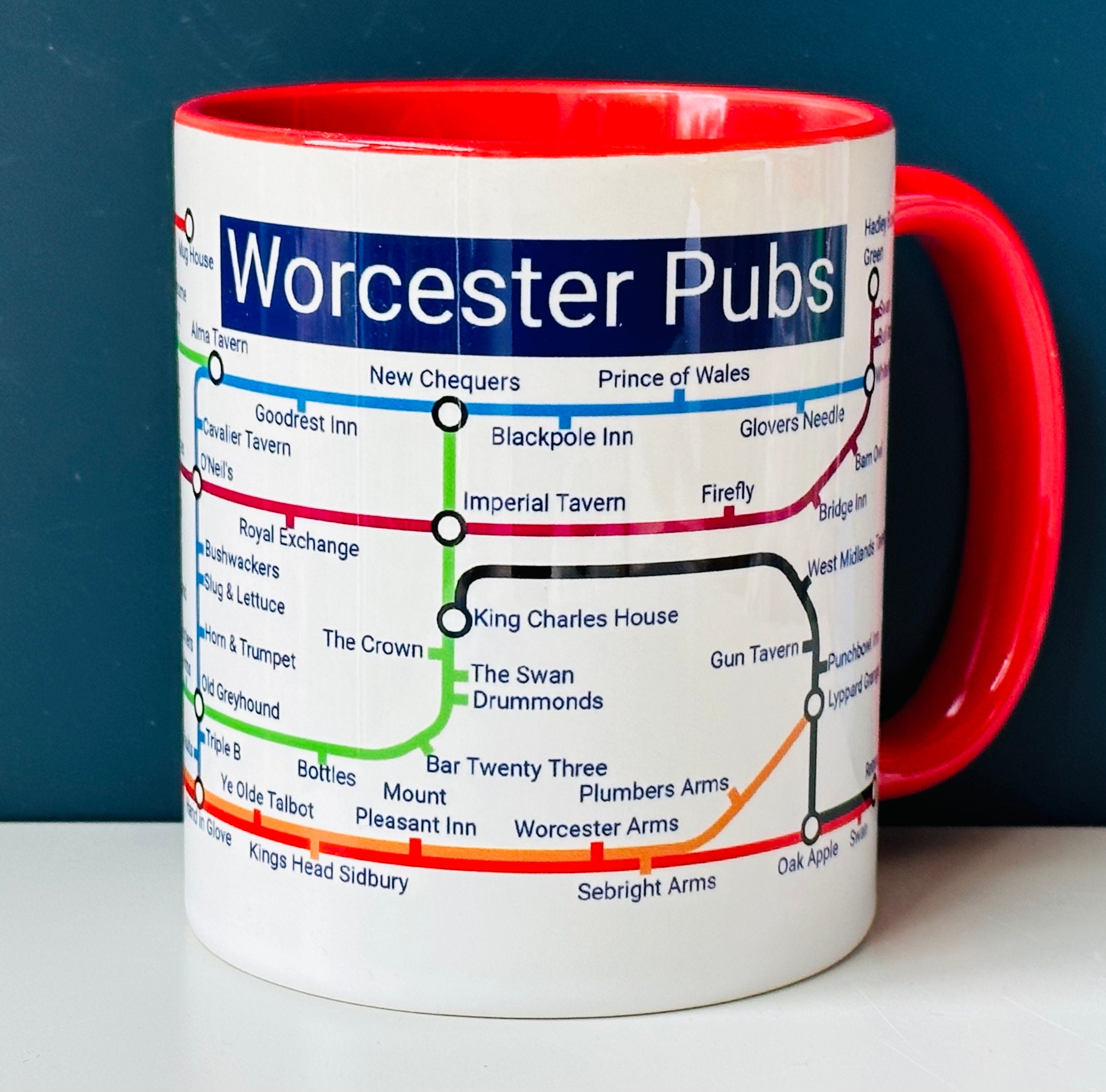 Worcester Pubs Metro Mug: Quirky Ceramic Coffee Mug, 11oz