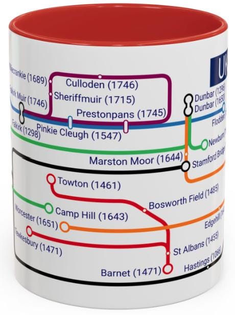 UK Battles Map Mug: British History Coffee Cup For History Buffs