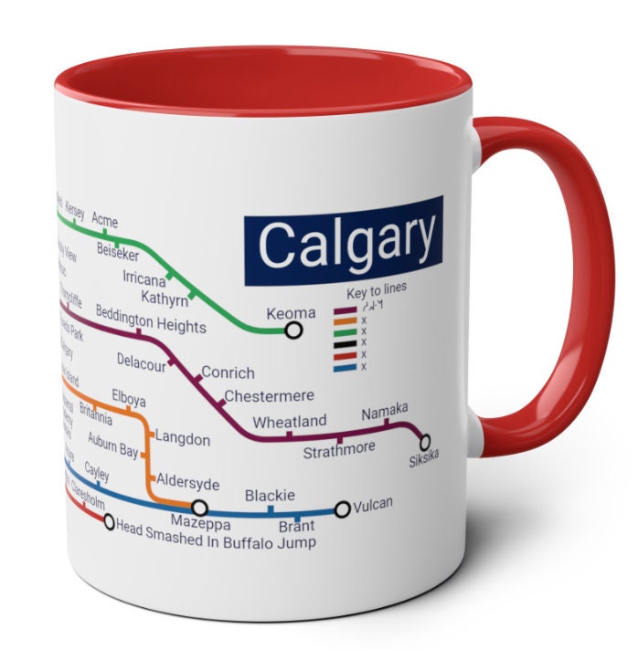 Calgary Metro Map Mug - Urban Chic Coffee Cup - Canada Gift