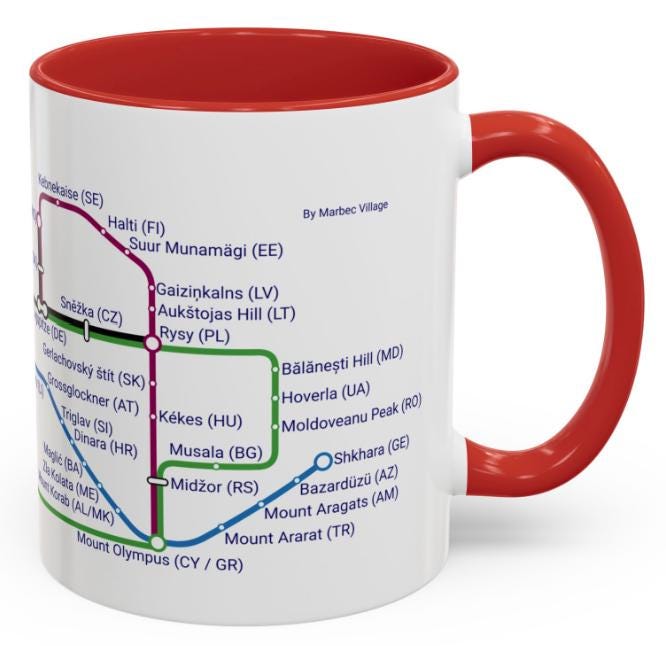 European Mountains Metro Mug: Ceramic Coffee & Tea Cup