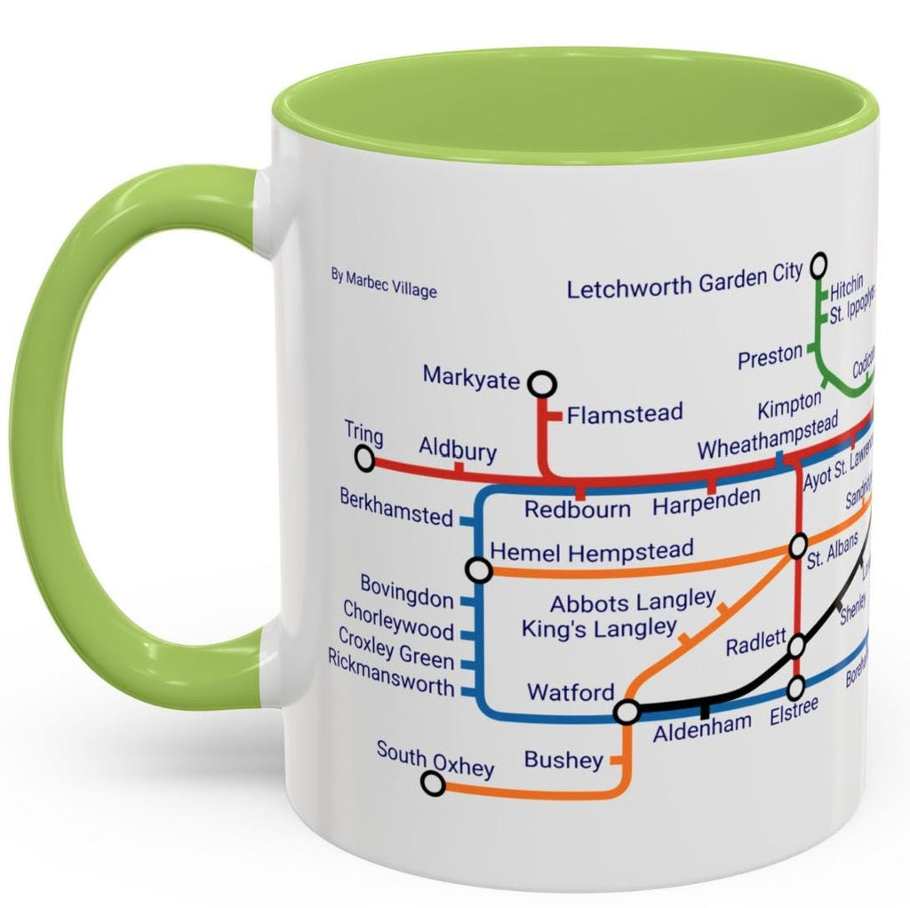 Hertfordshire Metro Map Mug: Unique Ceramic Coffee Mug