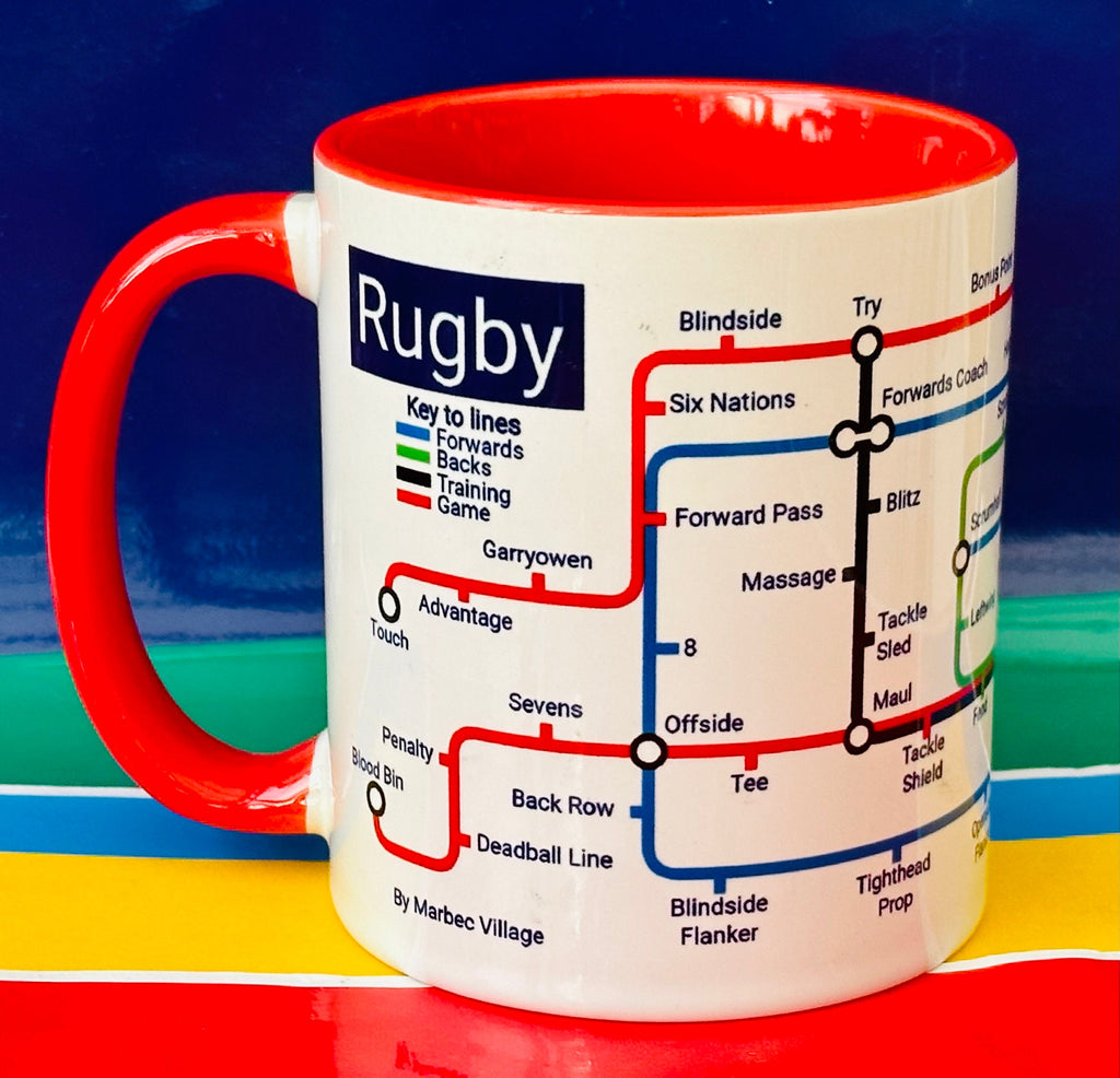 Rugby (game) metro mug - perfect for all rugby fans! Perfect for the Rugby gifts. Great for the side-lines on a Sunday