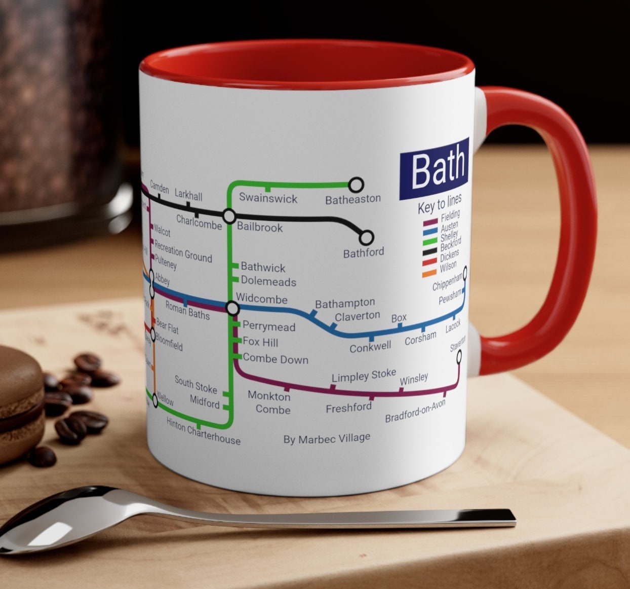 Bath Cityscape Mug: Metro Map Ceramic Coffee Cup