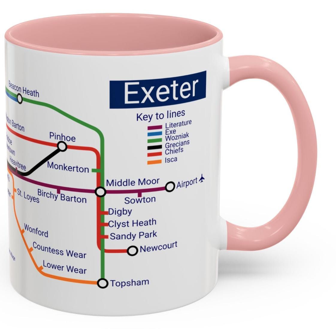 Exeter Metro Map Mug: St David's, Cathedral, Quayside