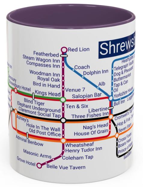 Shrewsbury Pubs Metro Mug: Quirky Ceramic Coffee Mug