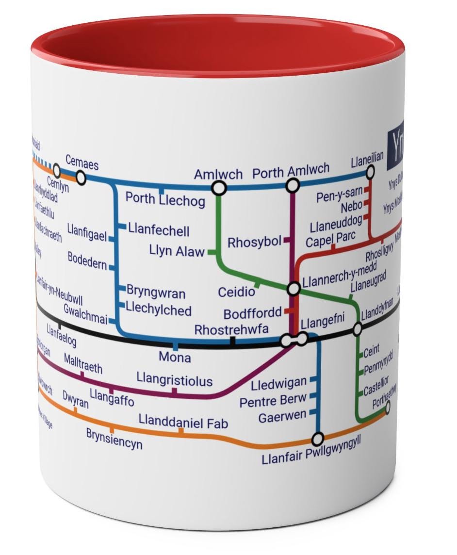 Ynys Mon Anglesey Metro Mug Map, Coastal North Wales