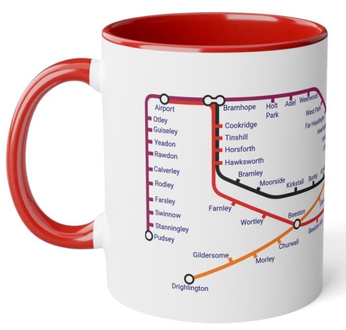 Leeds Metro Map Mug: City Journey Ceramic Mug (11oz)
