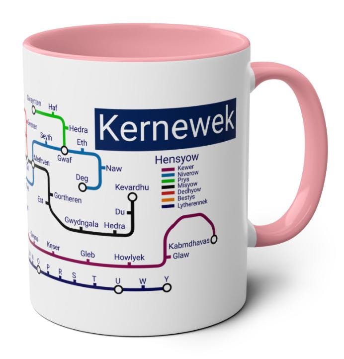 Kernewek Metro Mug: Cornish Language Learners Gift