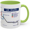 UK Walking Trails Map Mug: Hiker Gift, Metro-Style Design