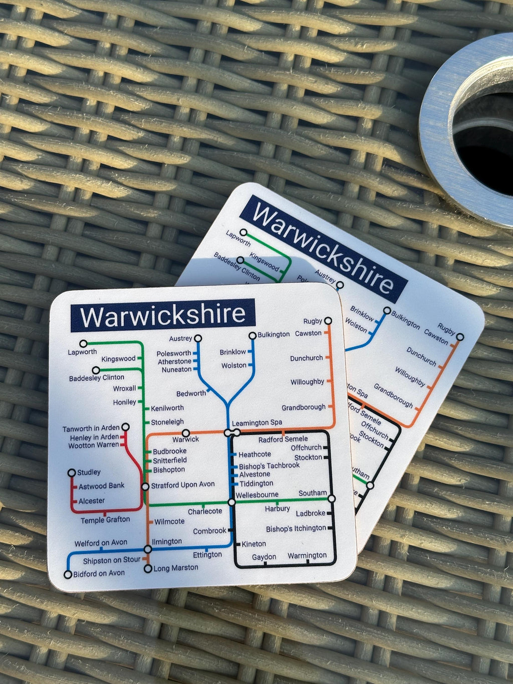 Warwickshire Coaster Pair: Unique Local Gift, Warwick & Stratford