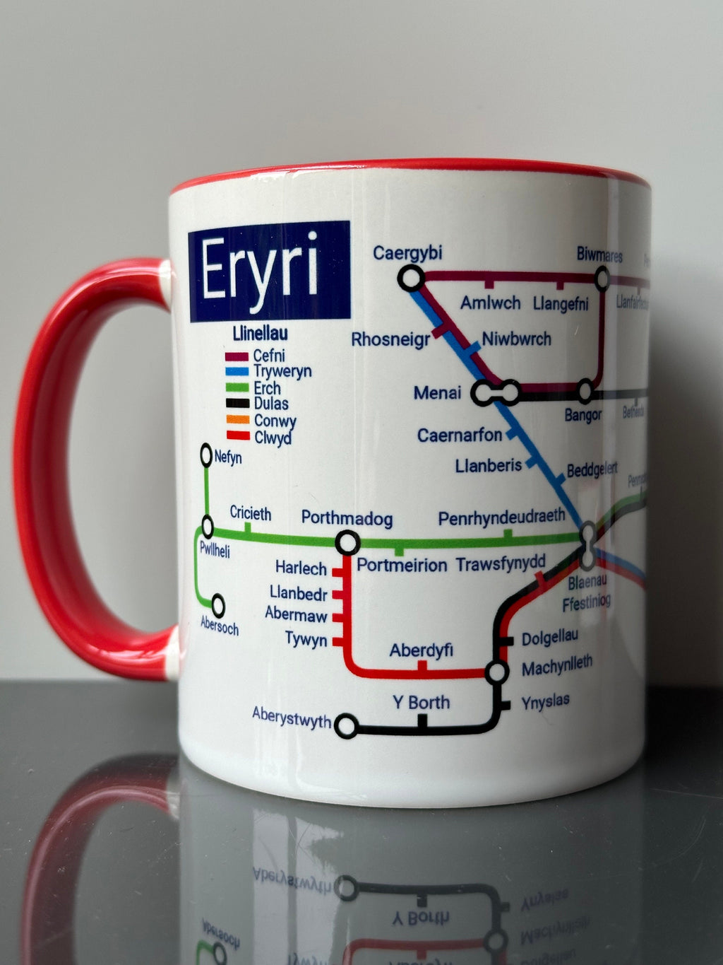 Eryri Snowdonia Metro Map Mug: North Wales Ceramic Coffee Cup