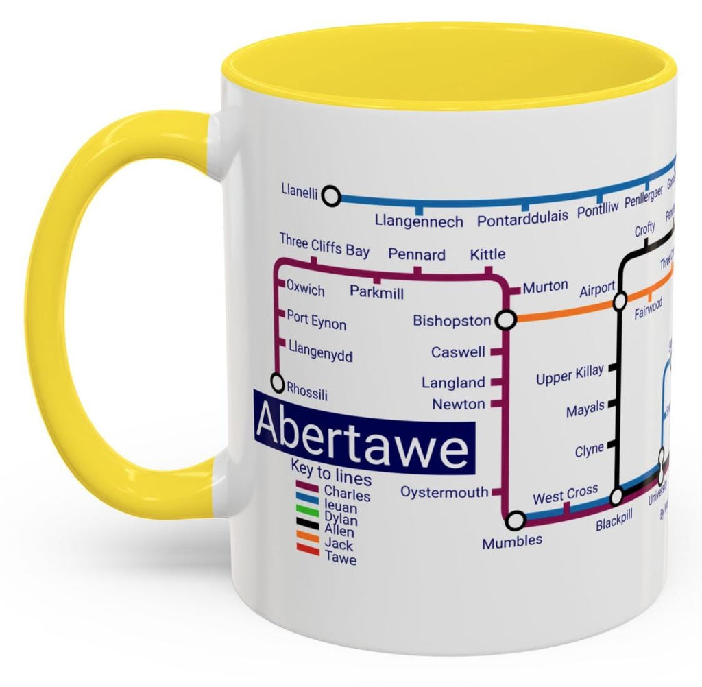 Swansea Wales Metro Mug: Colorful Local Transport Map