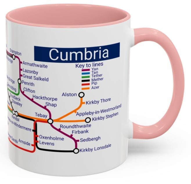 Cumbria Metro Map Mug: Lake District Souvenir