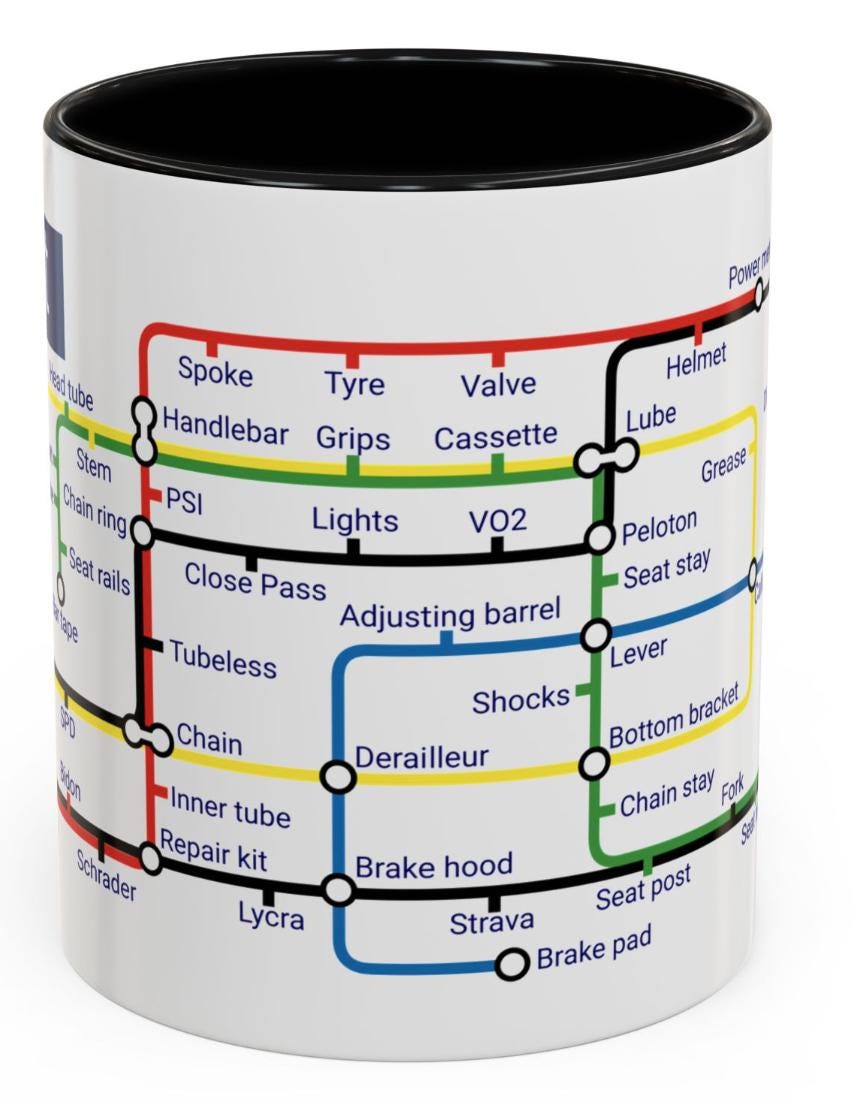 Cycling Metro Map Mug: Unique Cyclist Gift