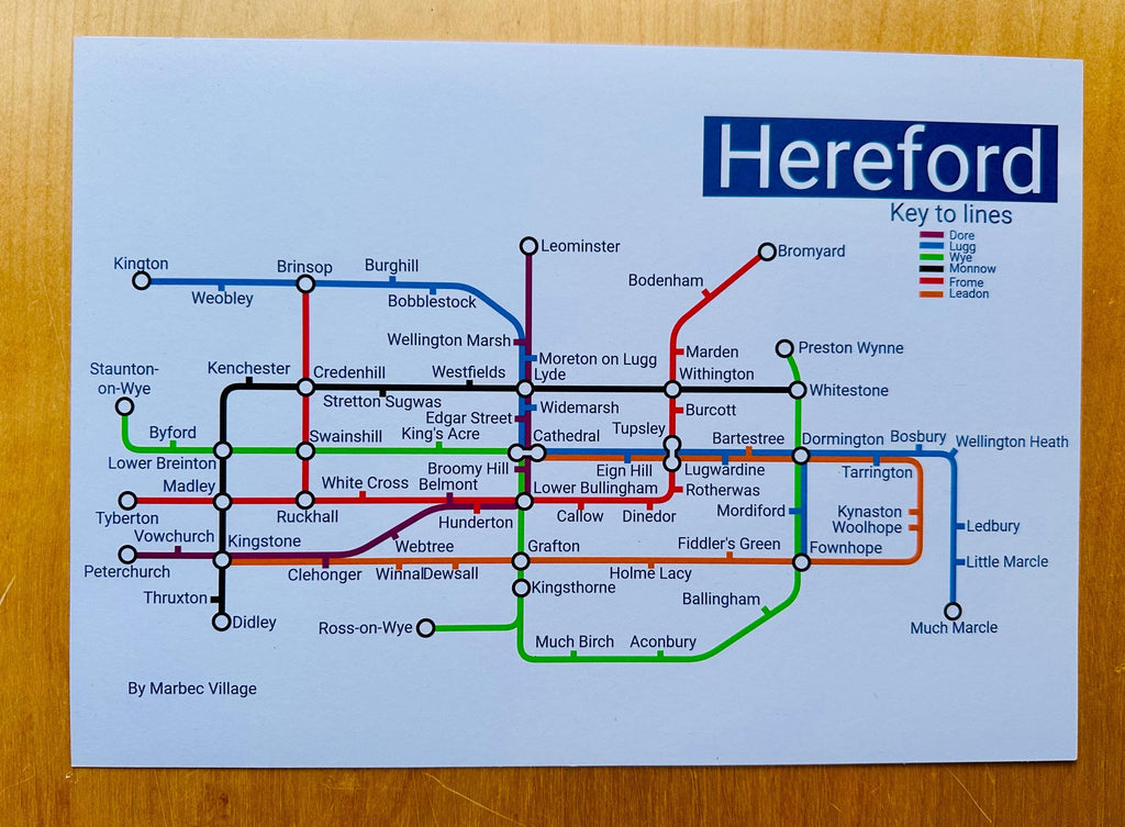 Herefordshire Metro Poster - A4 Print,  350gsm