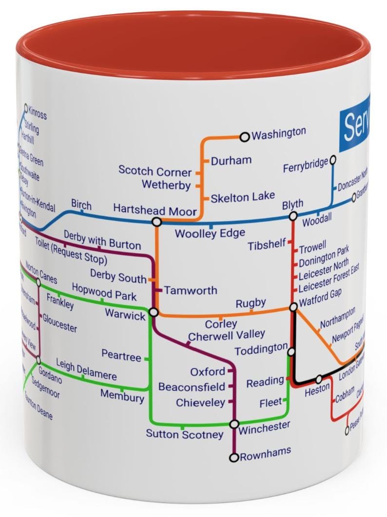 Motorway Service Station Mug: UK Road Trip Gift
