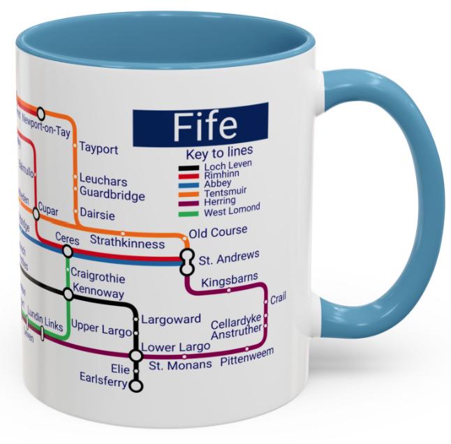 Fife Scotland Metro Map Mug: Unique Souvenir Gift