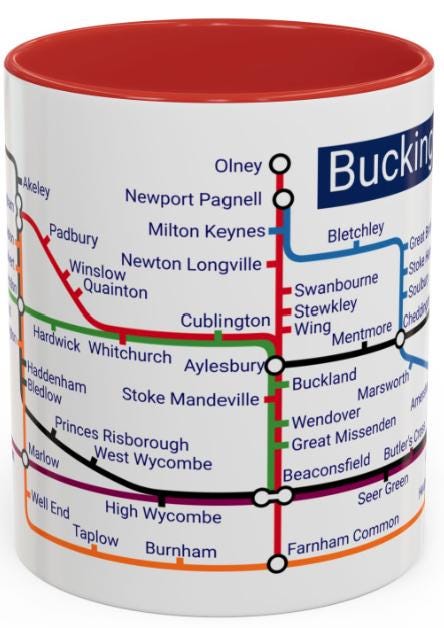 Buckinghamshire Metro Map Mug: Colorful UK Town Design