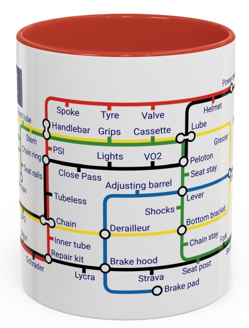 Cycling Metro Map Mug: Unique Cyclist Gift