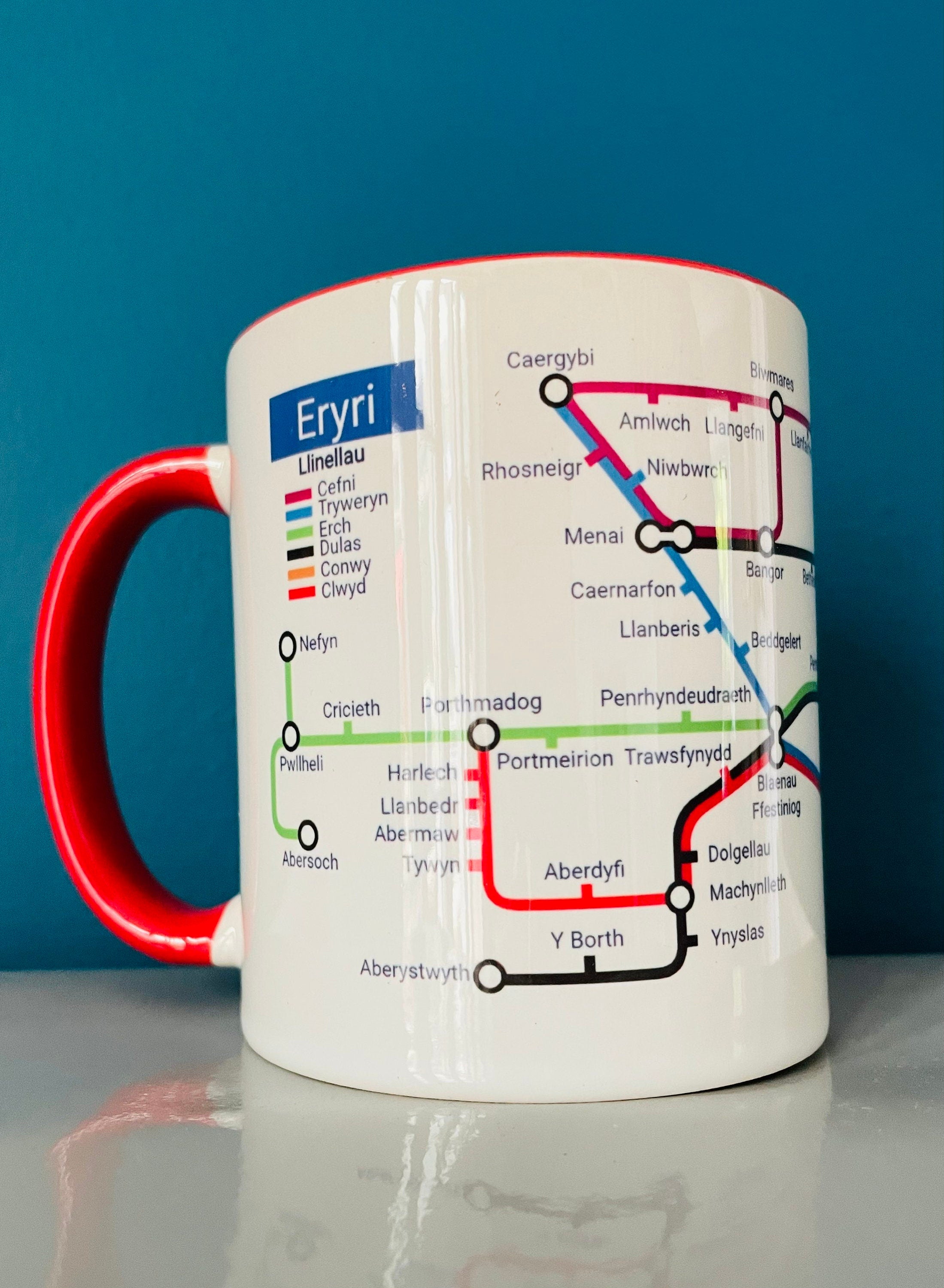 Eryri Snowdonia Metro Map Mug: North Wales Ceramic Coffee Cup