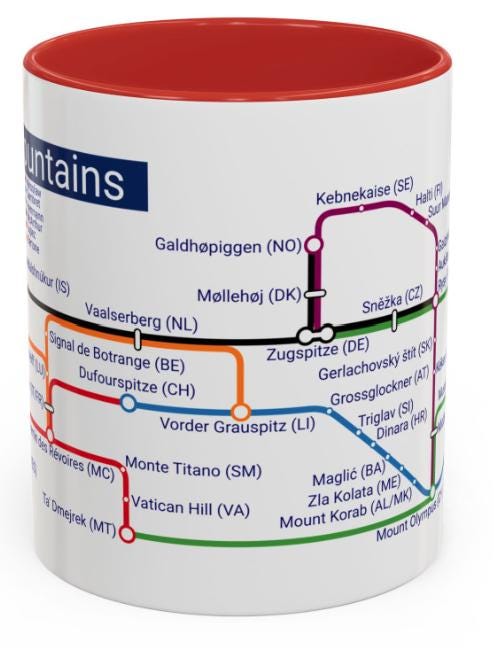 European Mountains Metro Mug: Ceramic Coffee & Tea Cup