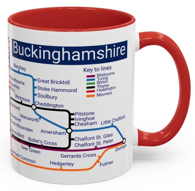 Buckinghamshire Metro Map Mug: Colorful UK Town Design
