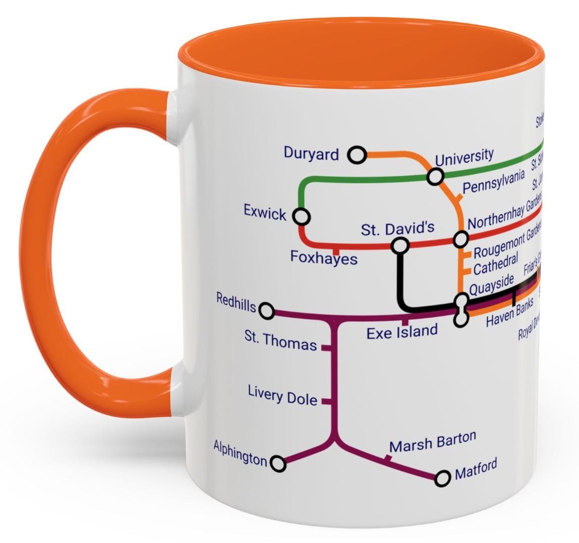 Exeter Metro Map Mug: St David's, Cathedral, Quayside