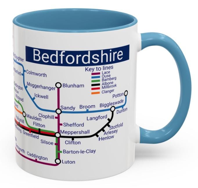 Bedfordshire Metro Mug: Stylish Ceramic Coffee Cup, Bedfordshire Gift