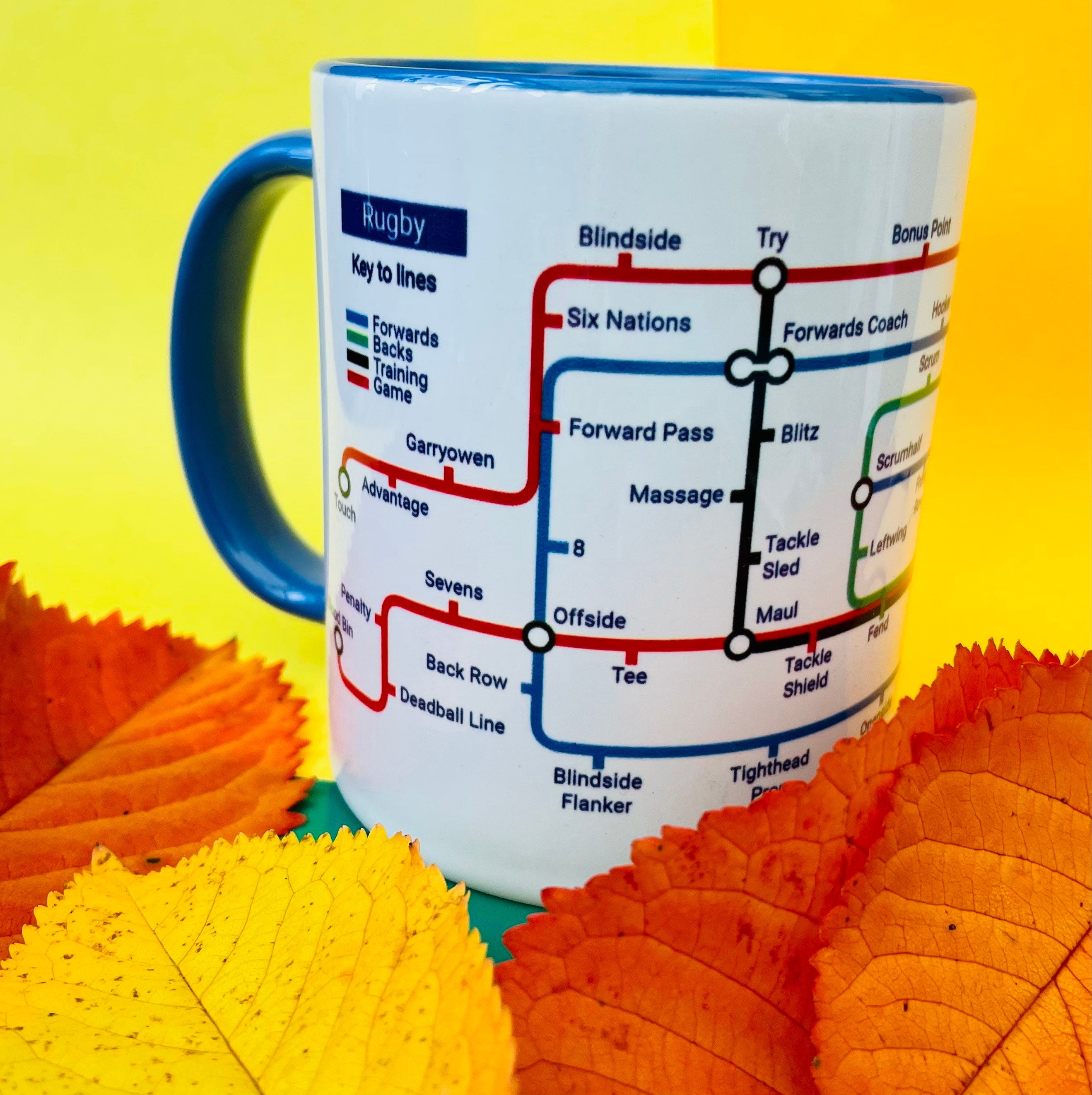 Rugby (game) metro mug - perfect for all rugby fans! Perfect for the Rugby gifts. Great for the side-lines on a Sunday