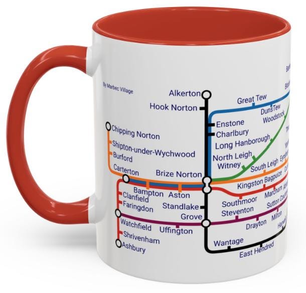 Oxfordshire Metro Map Mug: Oxford, Banbury, Bicester