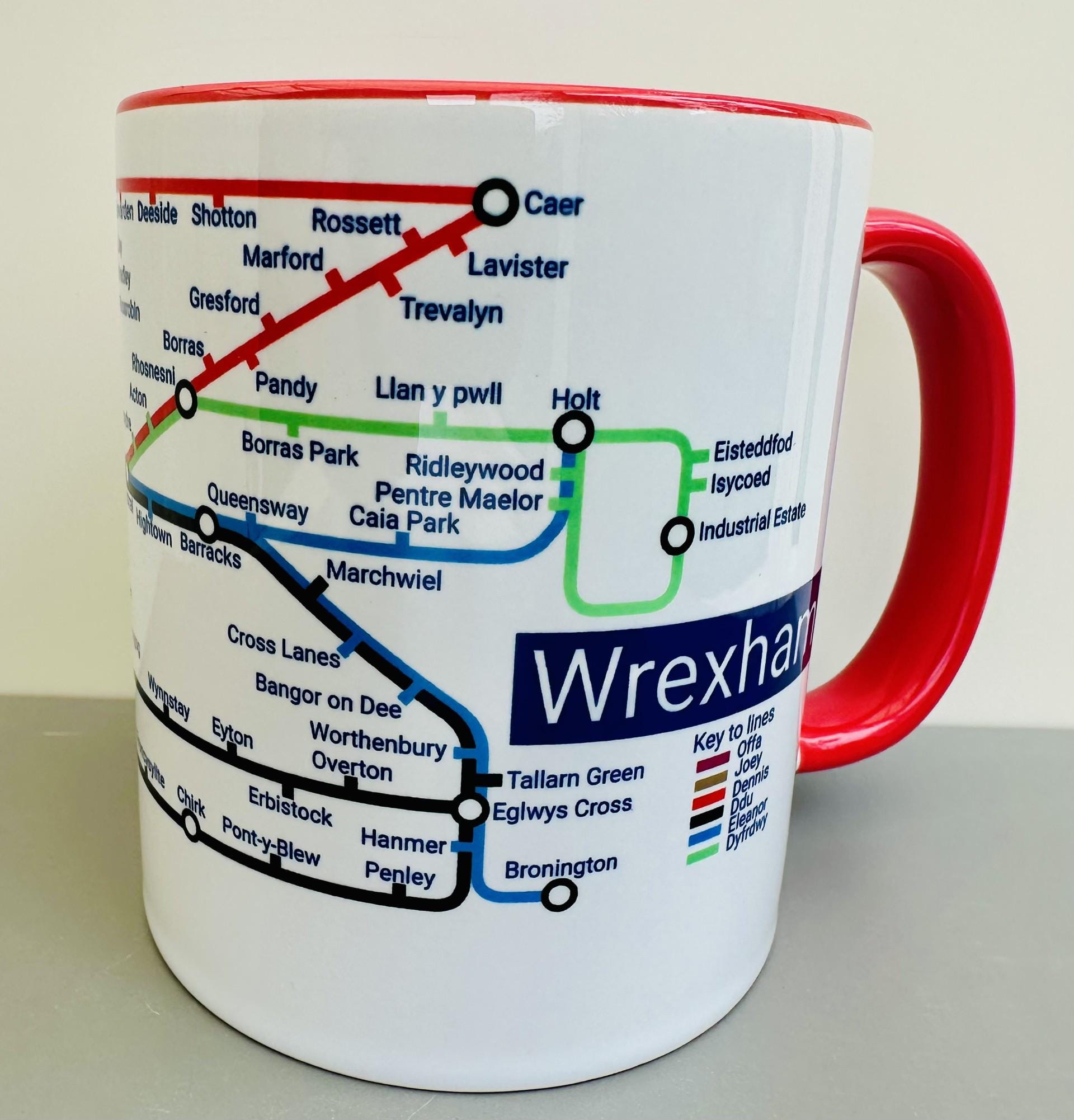 Wrexham Wales Metro Mug: Colorful Transport Map, Local Gift