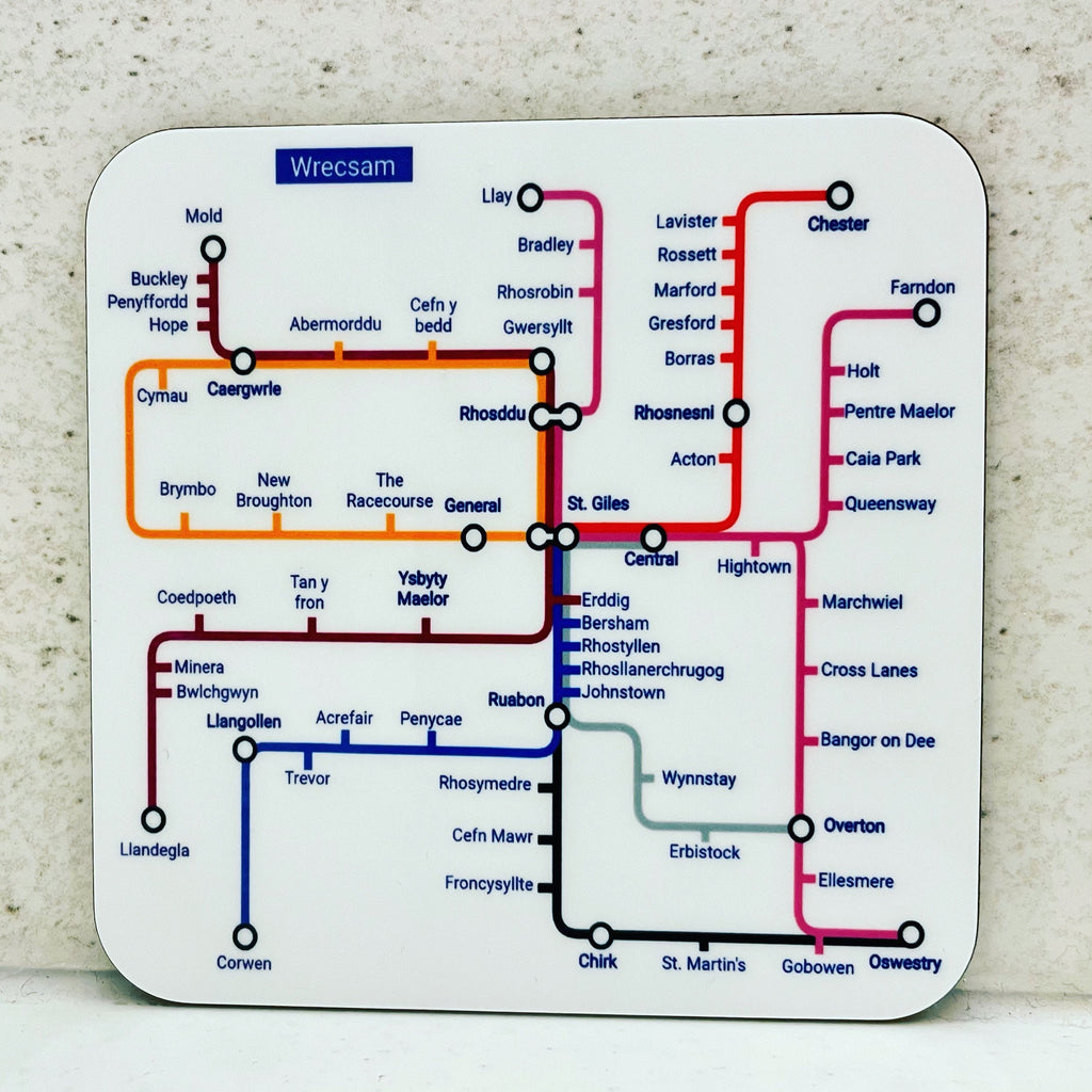 Wrexham Metro Map Coasters: North East Wales Transport - Pair
