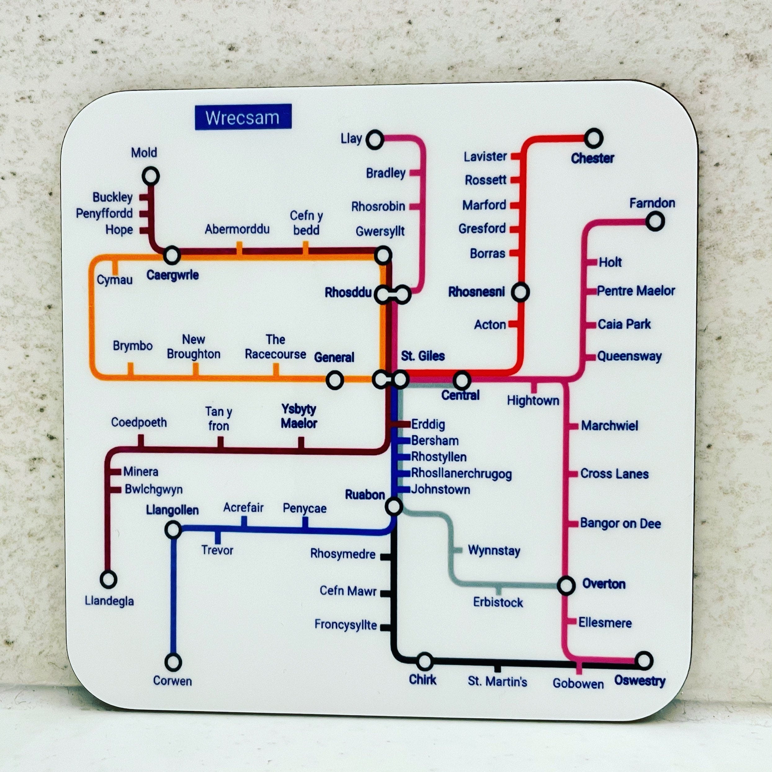 Wrexham Metro Map Coasters: North East Wales Transport - Pair