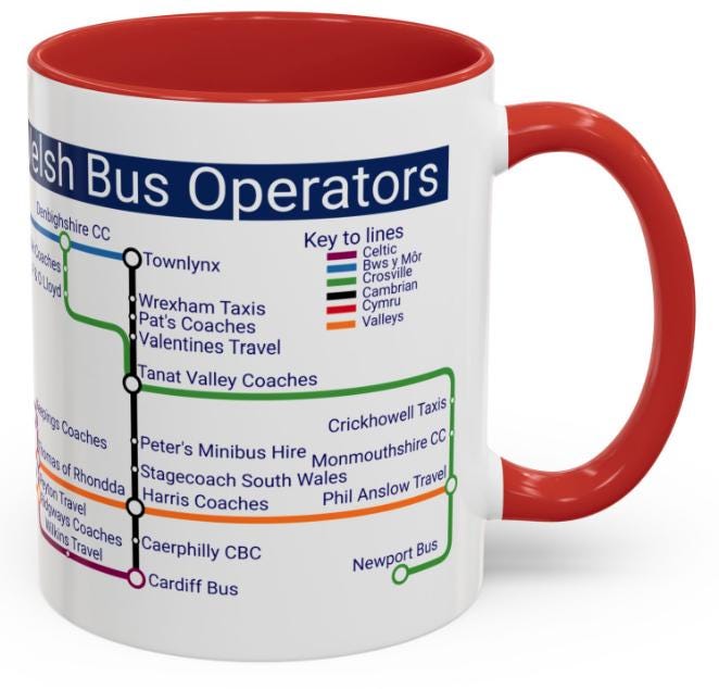 Welsh Bus Operators Metro Mug: Wales Transit Design