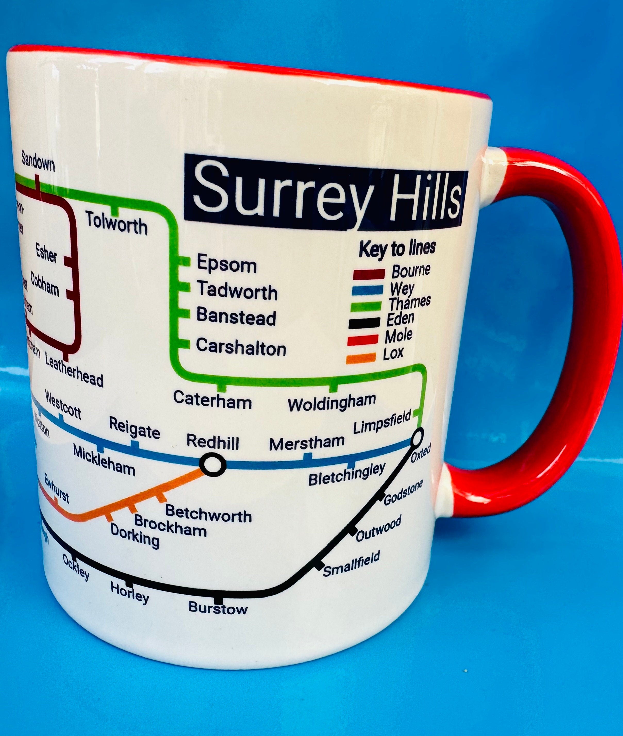 Surrey Hills Metro Map Mug - Colorful Ceramic Coffee Cup