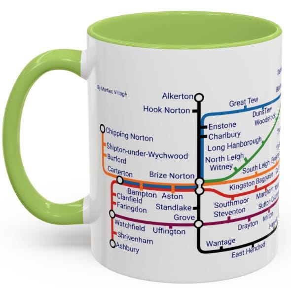 Oxfordshire Metro Map Mug: Oxford, Banbury, Bicester