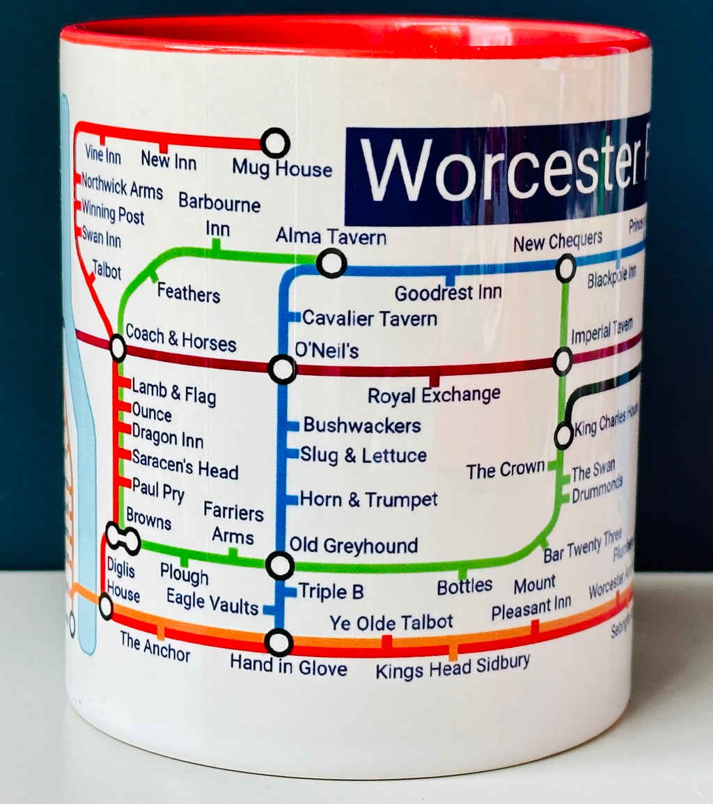 Worcester Pubs Metro Mug: Quirky Ceramic Coffee Mug, 11oz