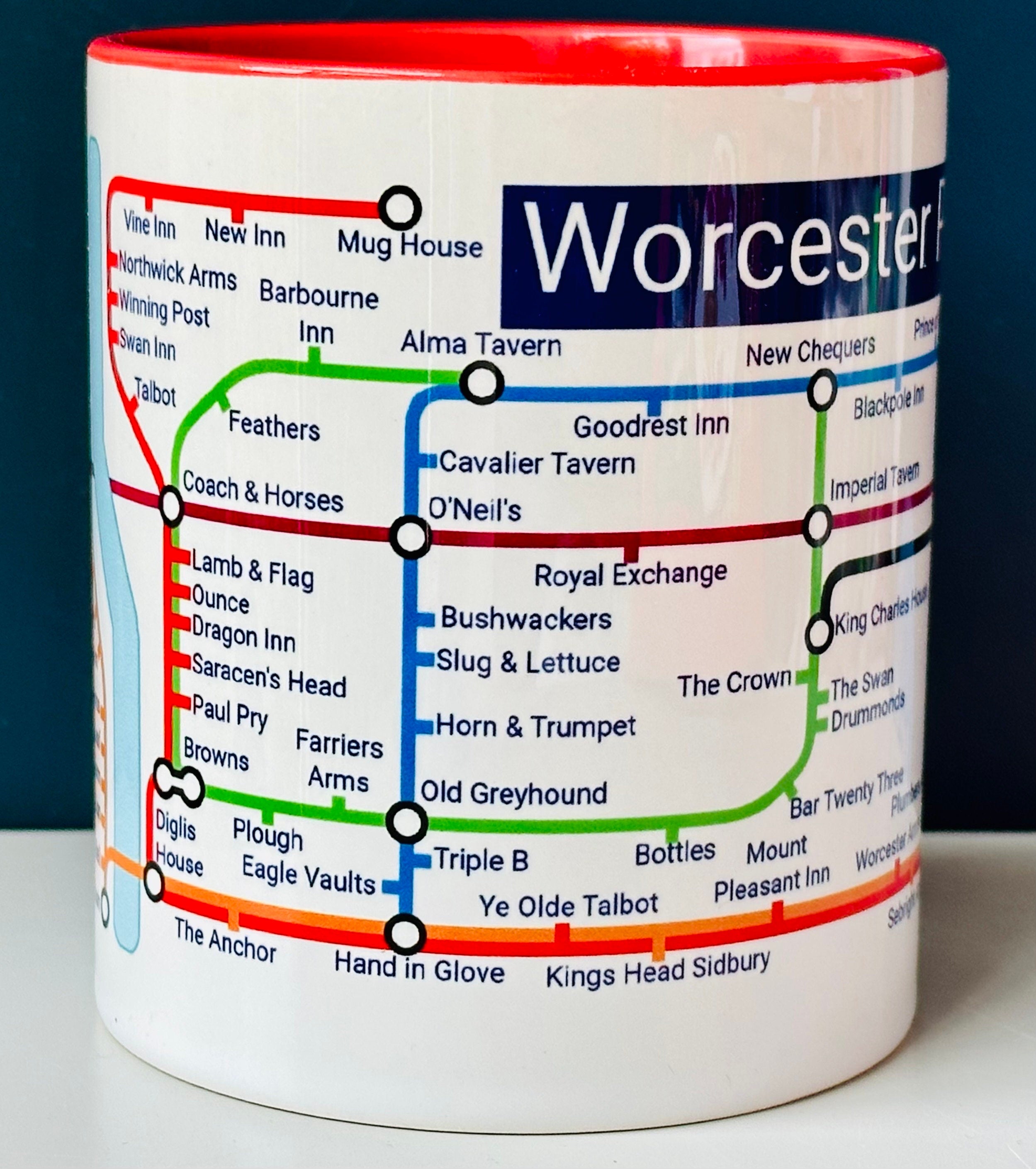 Worcester Pubs Metro Mug: Quirky Ceramic Coffee Mug, 11oz