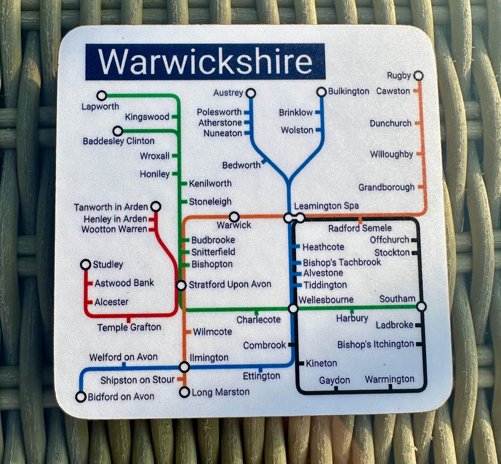Warwickshire Coaster Pair: Unique Local Gift, Warwick & Stratford