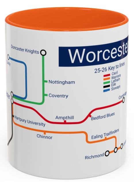 Worcester Rugby Mug: 2025/26 Season Fixtures, Rugby Fan Gift - Back in the City!