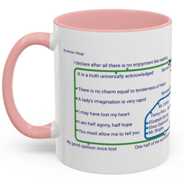Jane Austen Metro Map Mug: Classic Literature Gift