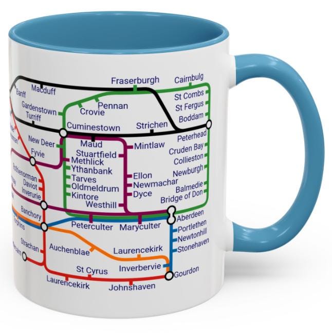 Aberdeenshire Metro Map Mug: Scotland Travel Gift