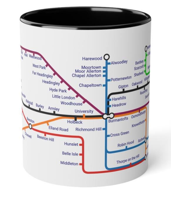Leeds Metro Map Mug: City Journey Ceramic Mug (11oz)