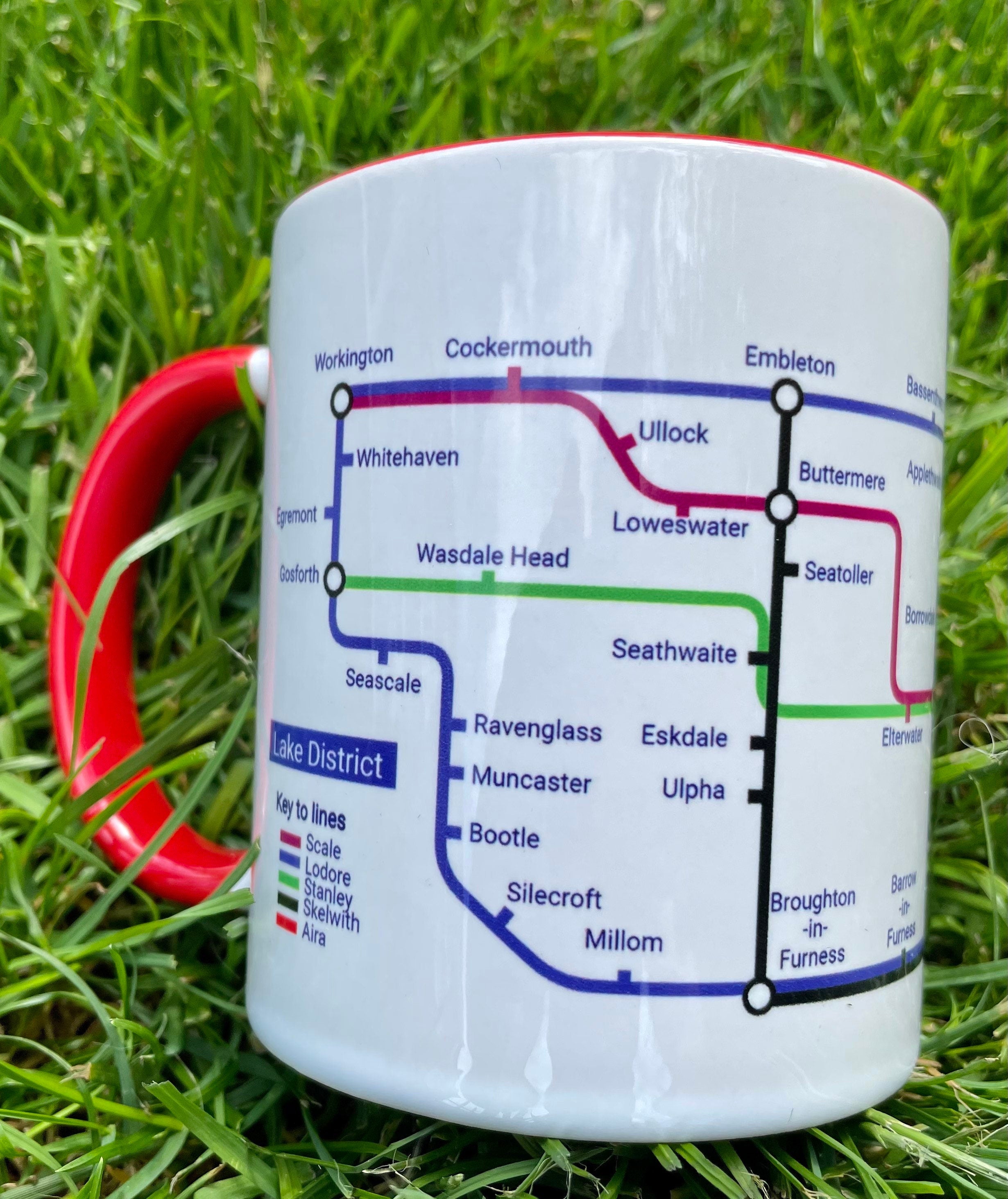 Lake District Metro Mug - featuring a journey through the well known towns and villages of the area.