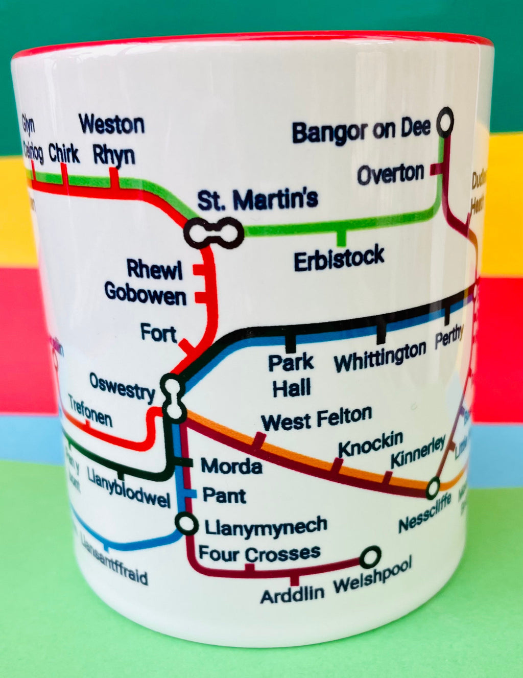 Oswestry-Shrewsbury-Shropshire Metro Mug - featuring a journey through the well known towns and villages.