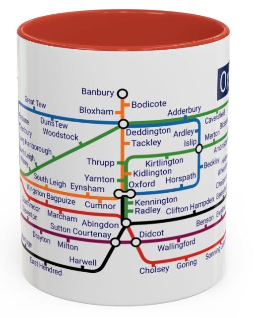 Oxfordshire Metro Map Mug: Oxford, Banbury, Bicester
